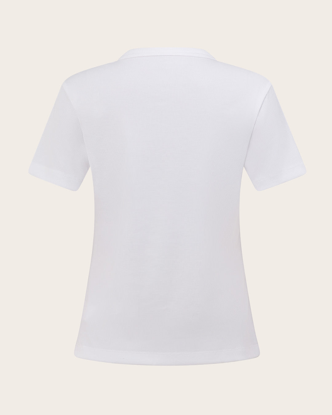 リブ クルーネック Tシャツ | White