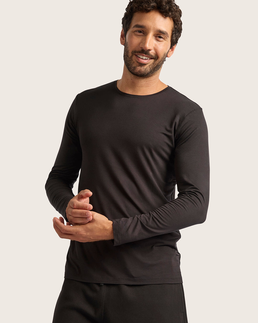 メンズ ロングスリーブクルーネックTシャツ | Black