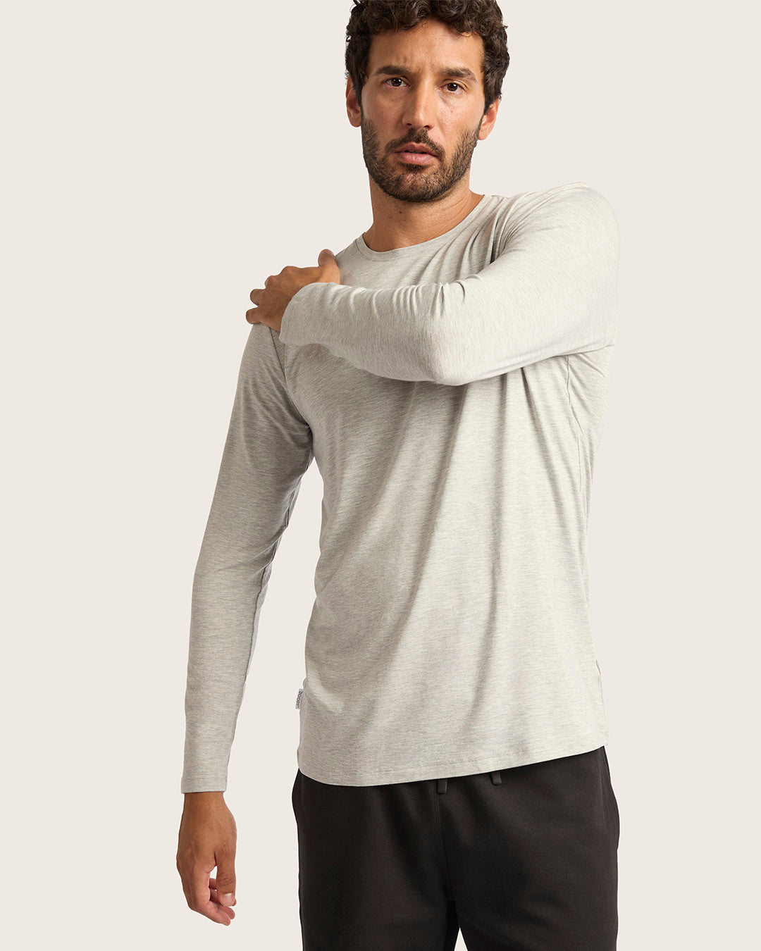 メンズ ロングスリーブクルーネックTシャツ | Light Grey Marl