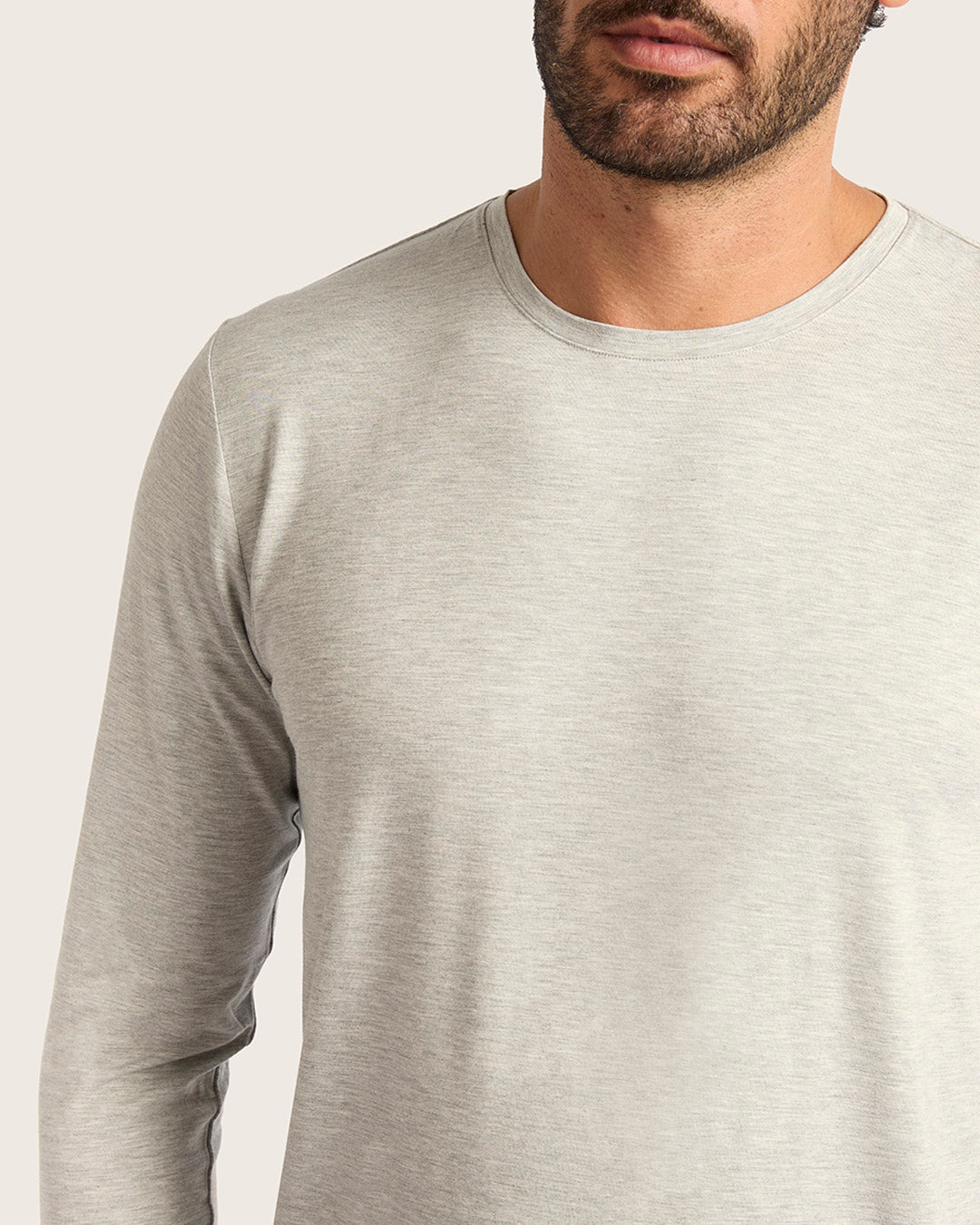 メンズ ロングスリーブクルーネックTシャツ | Light Grey Marl