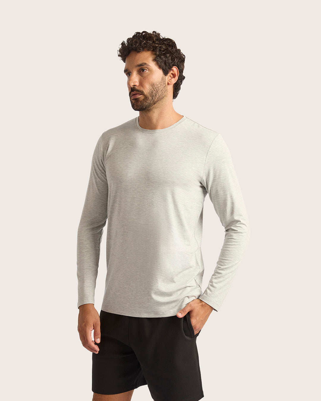 メンズ ロングスリーブクルーネックTシャツ | Light Grey Marl