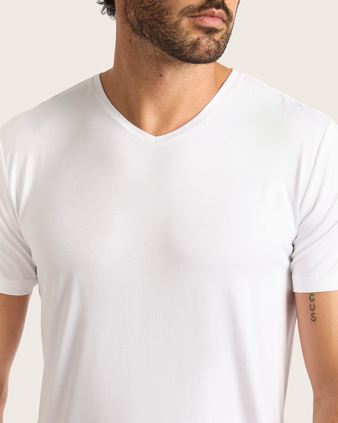 メンズ Vネック Tシャツ | White