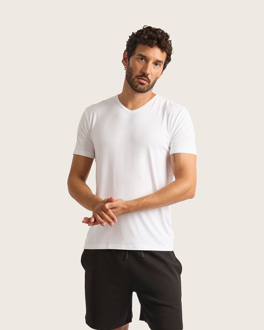メンズ Vネック Tシャツ | White