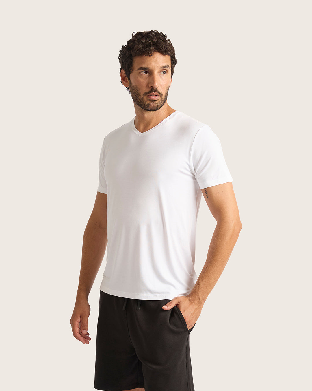 メンズ Vネック Tシャツ | White