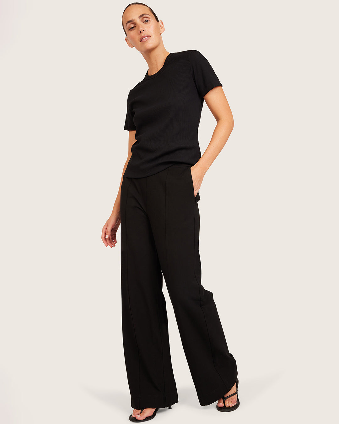 Forme リラックスレッグパンツ(ロング丈) | Black