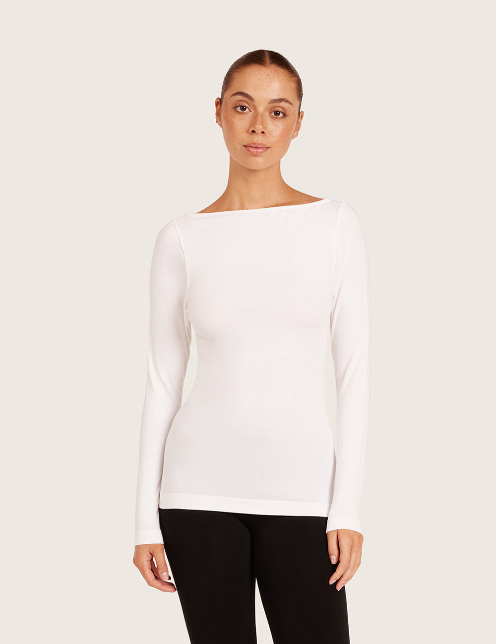 ボートネックロングスリーブトップ