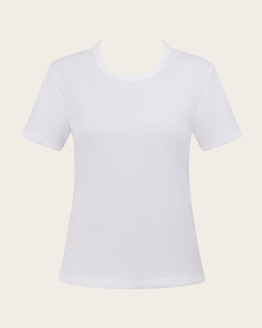 リブ クルーネック Tシャツ | White