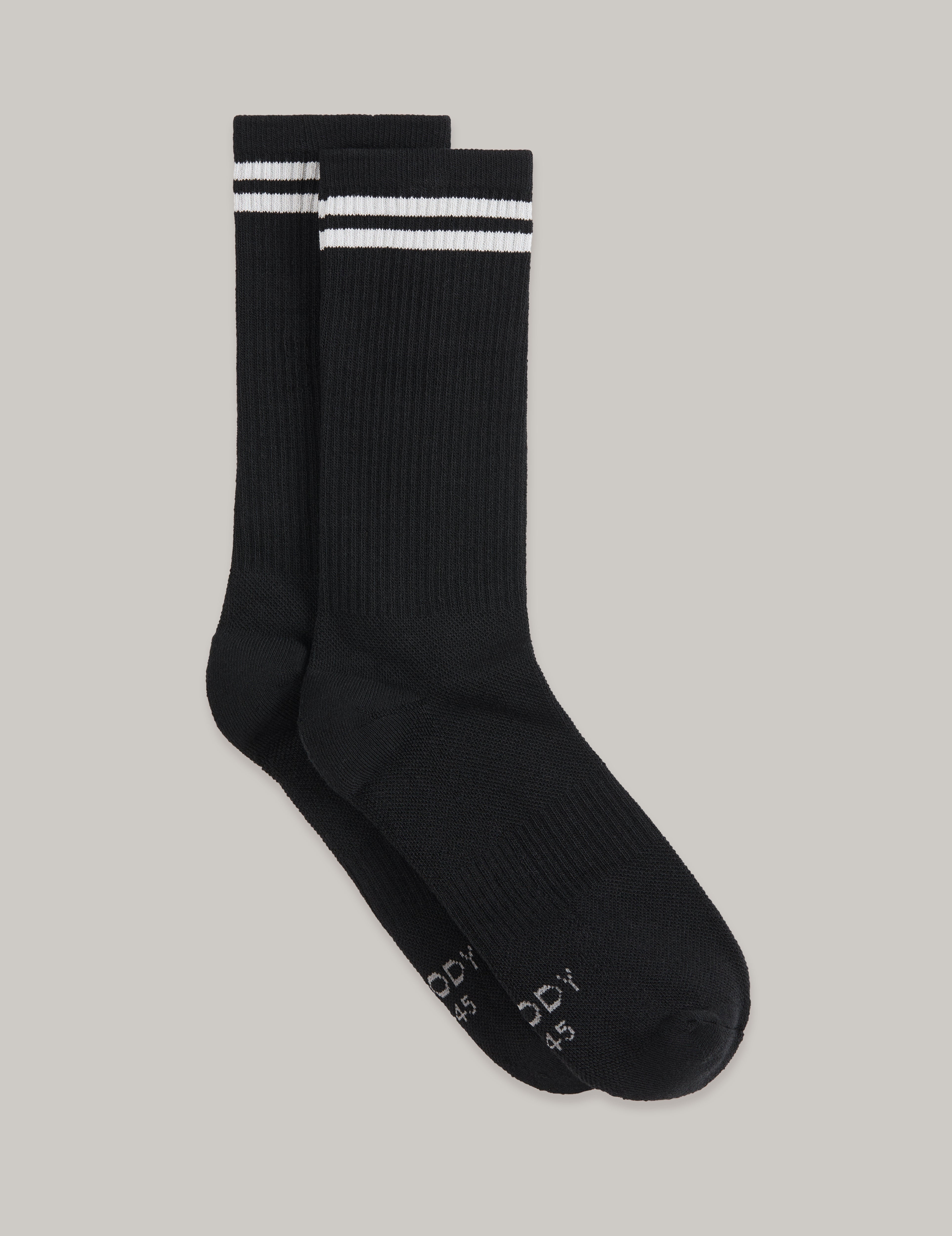 ストライプクッションクルーソックス | Black/Grey
