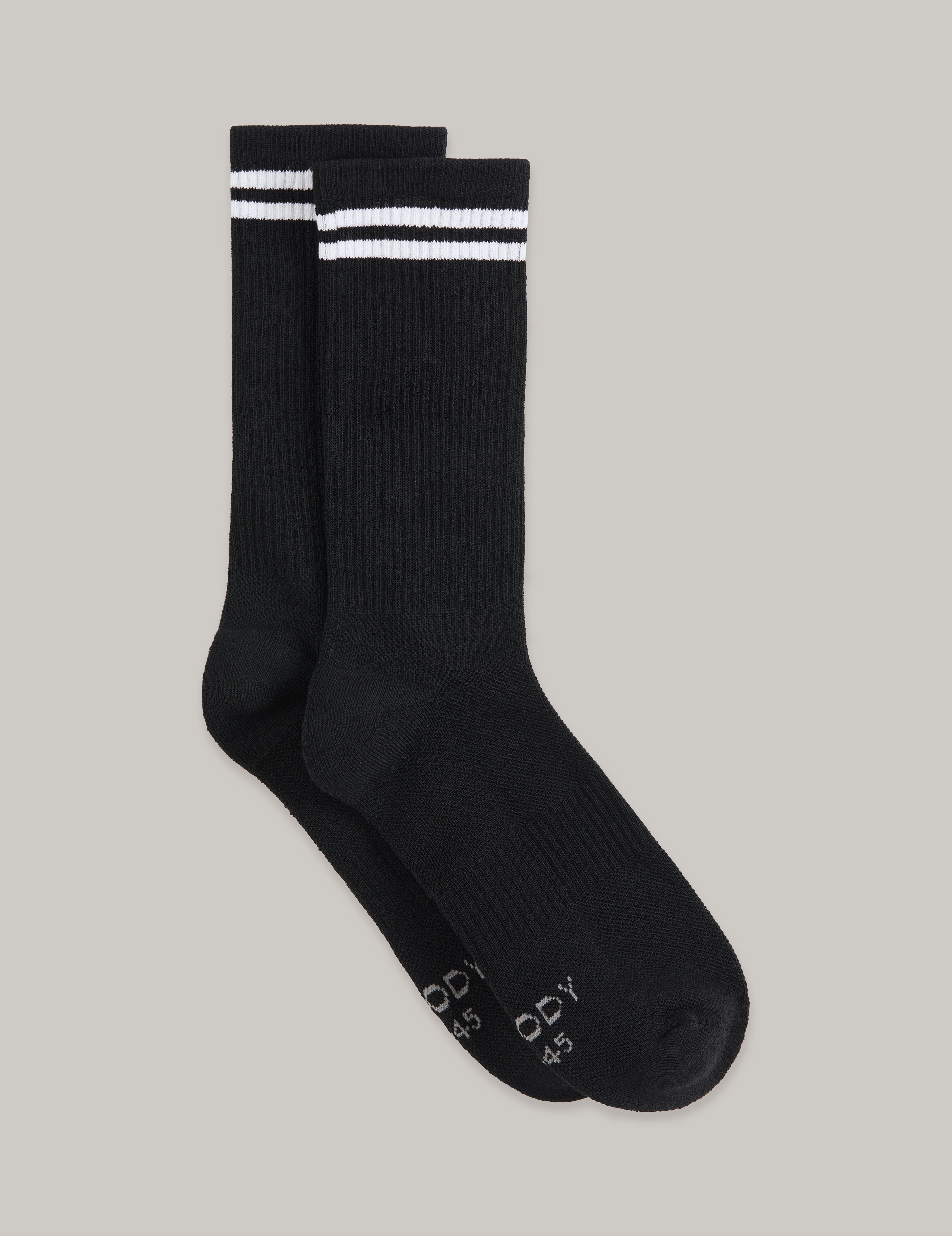 ストライプクッションクルーソックス | Black/White
