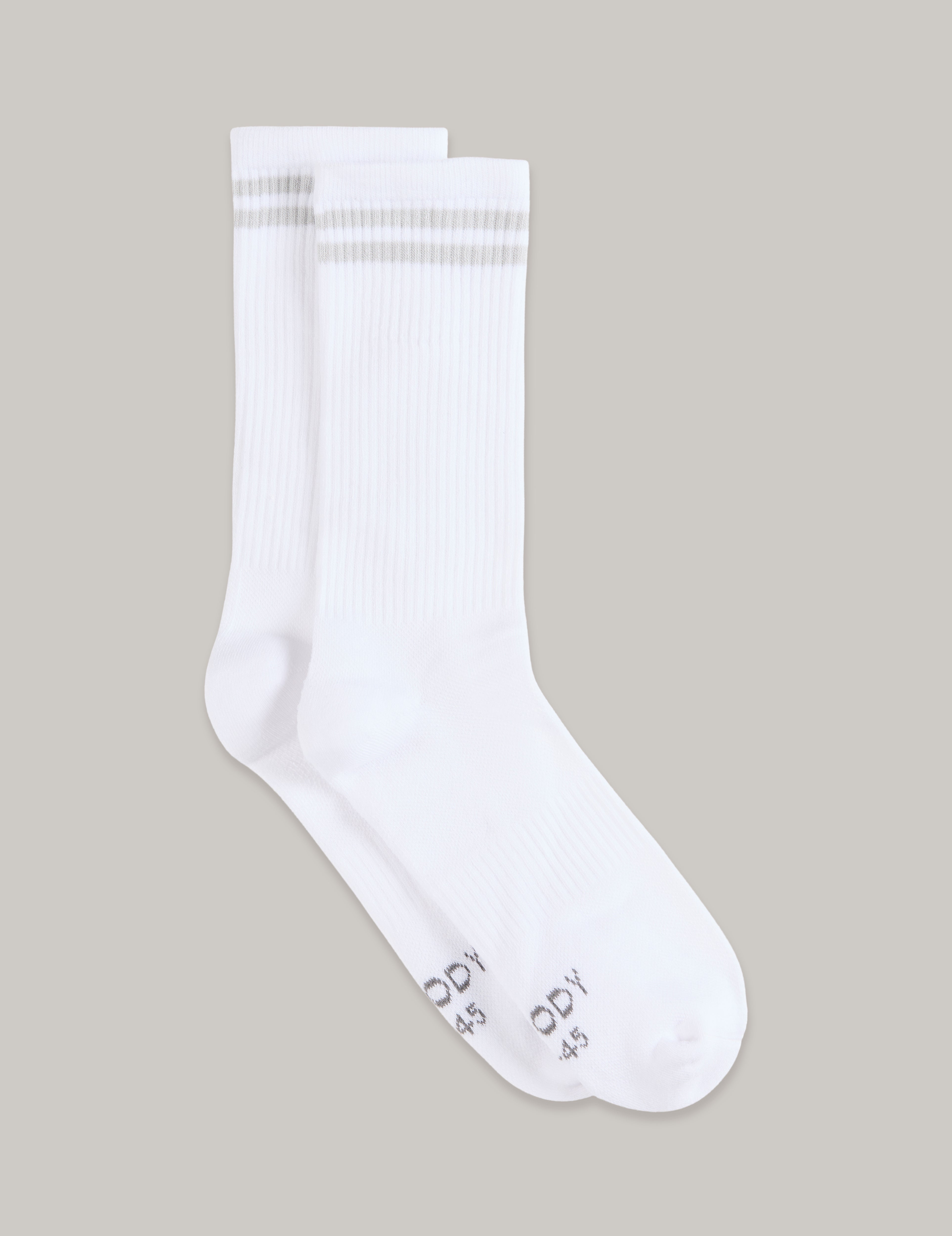 ストライプクッションクルーソックス | White/Grey