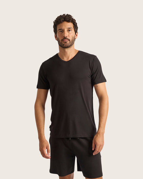 メンズ Vネック Tシャツ | Black メンズ Vネック Tシャツ | Black
