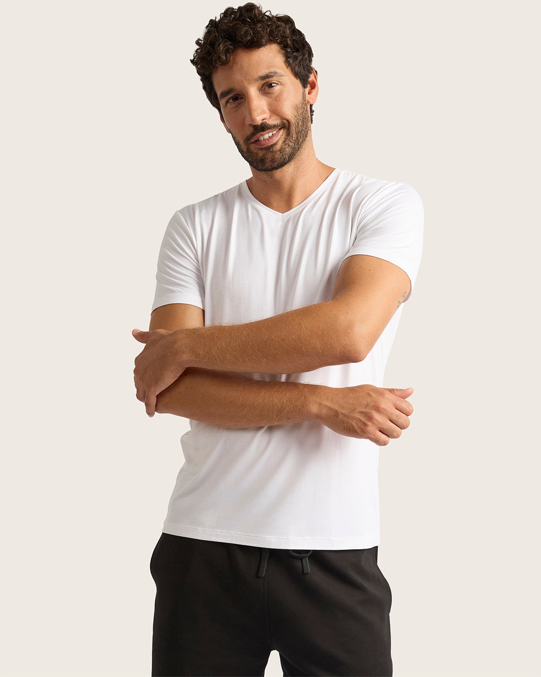 メンズ Vネック Tシャツ | White