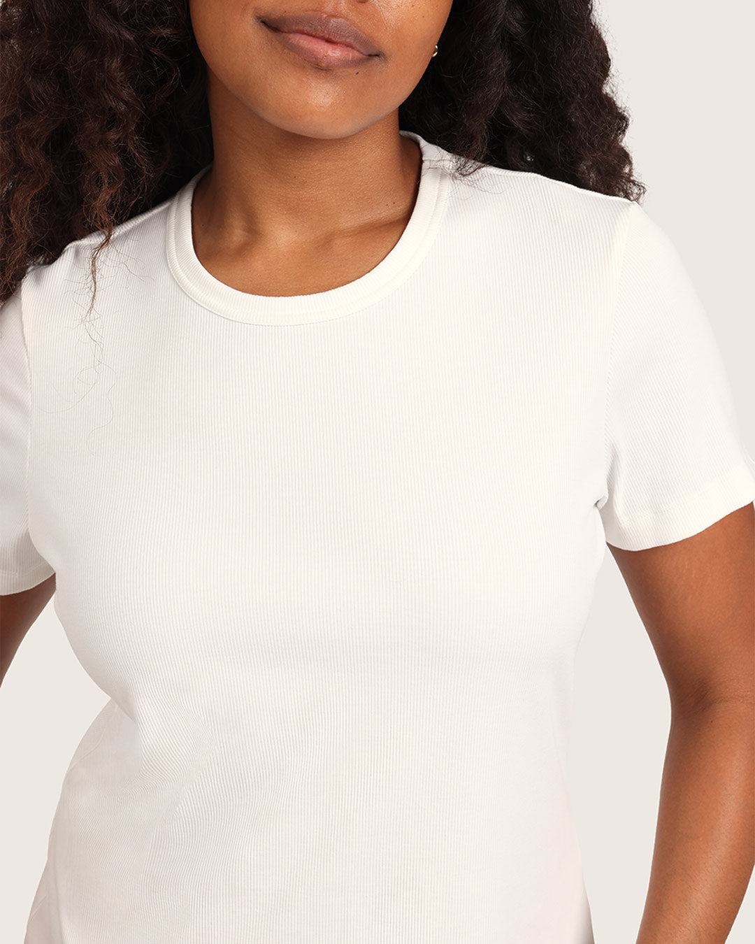 リブ クルーネック Tシャツ | White