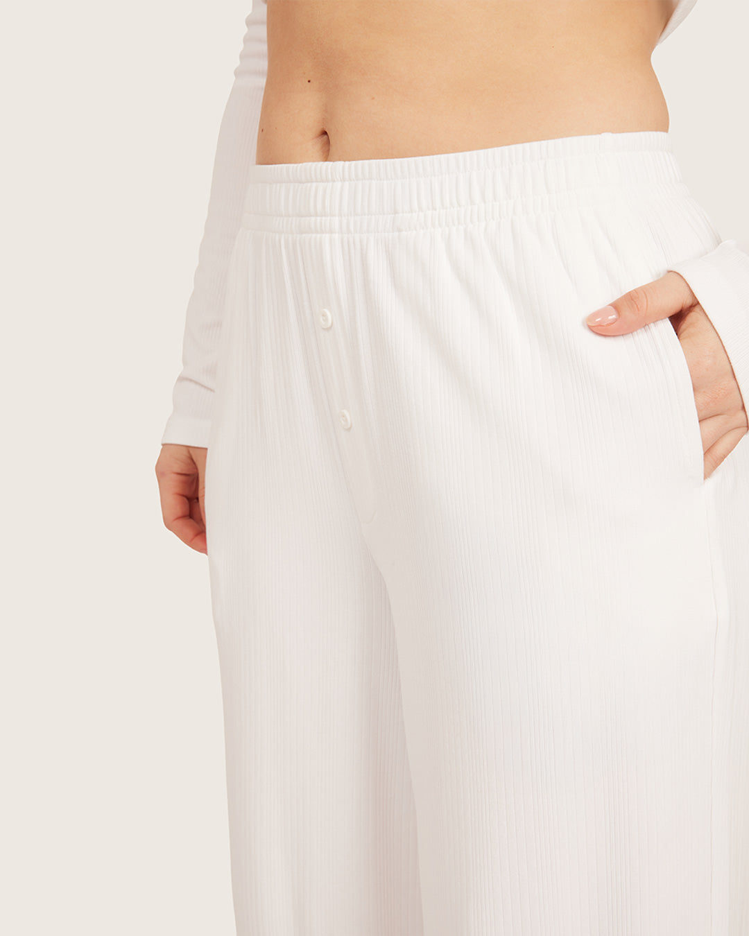 AiraRib™︎ ラウンジパンツ | Chalk White