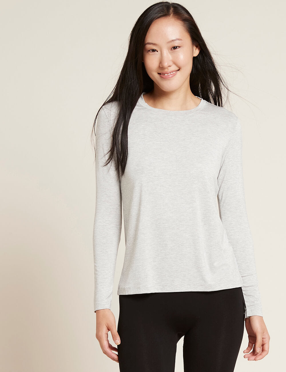 ロングスリーブ ラウンドネック Ｔシャツ | Light Grey Marl