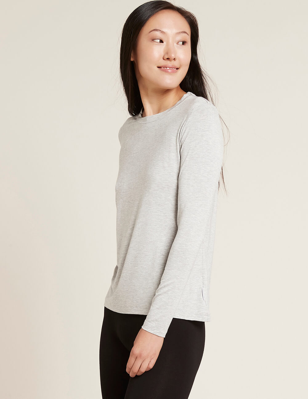 ロングスリーブ ラウンドネック Ｔシャツ | Light Grey Marl