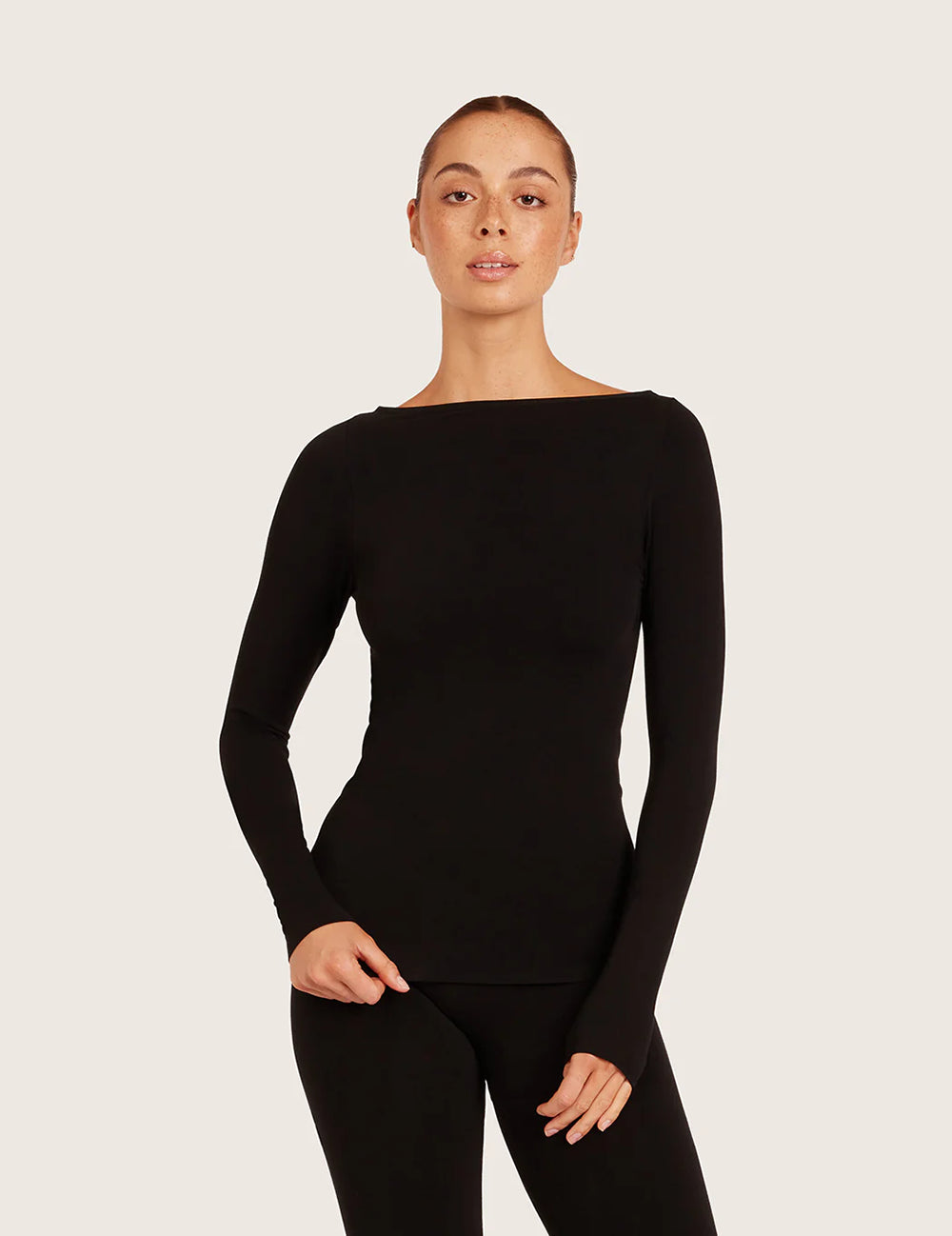 ボートネックロングスリーブトップ